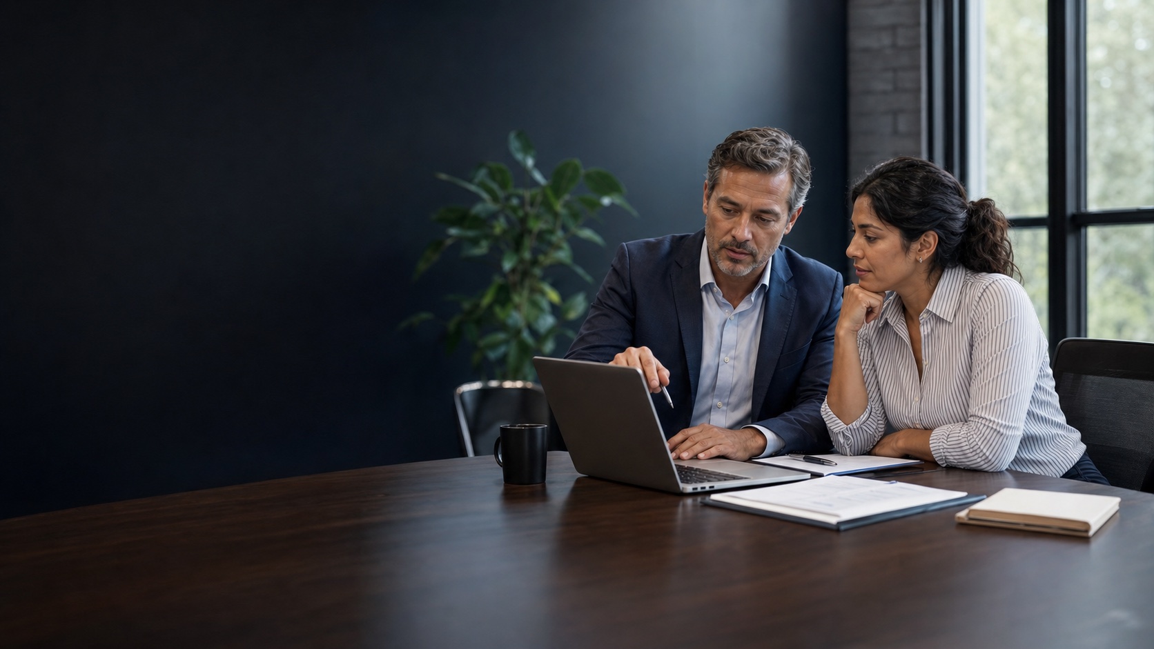 Business owner and advisor reviewing a payment restructuring plan