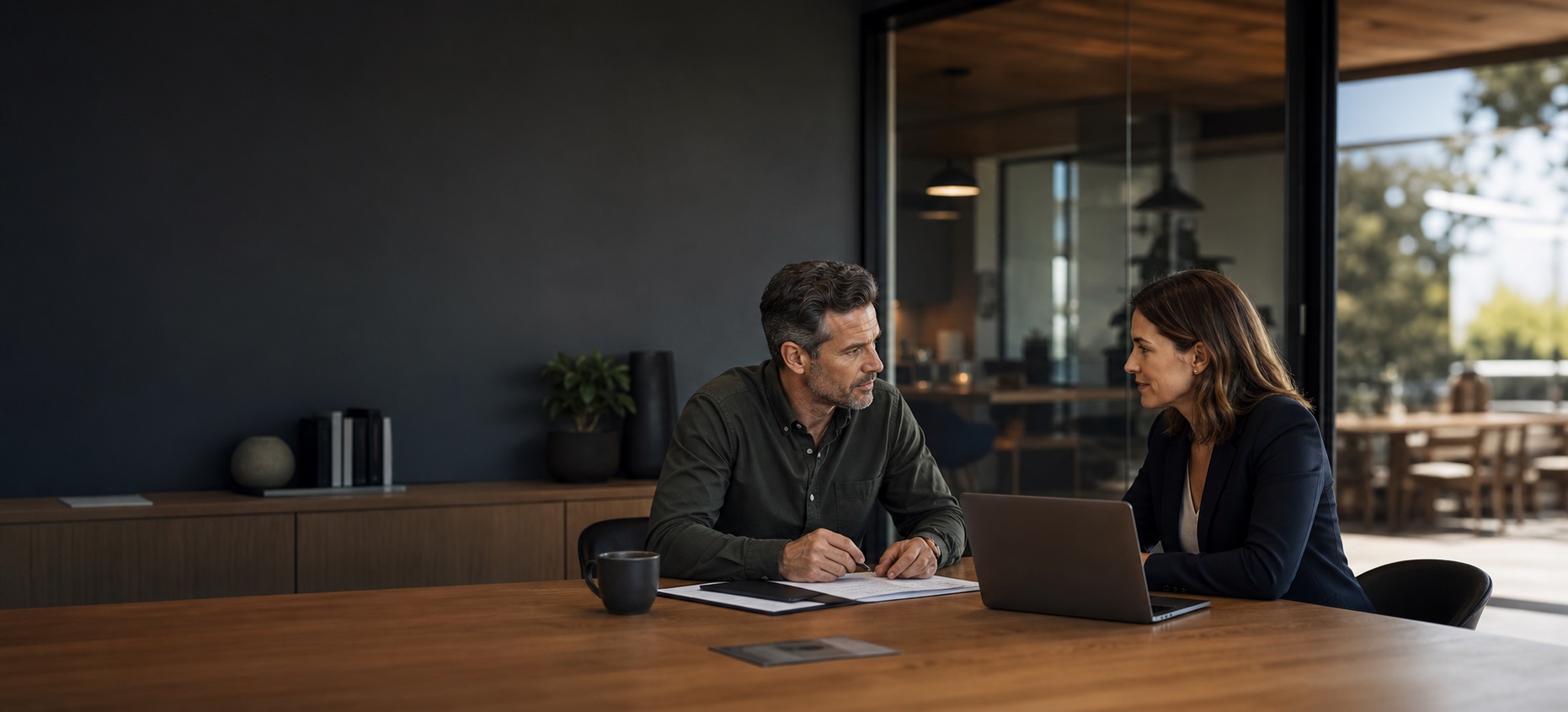 Business owner meeting privately with an advisor to review business obligations
