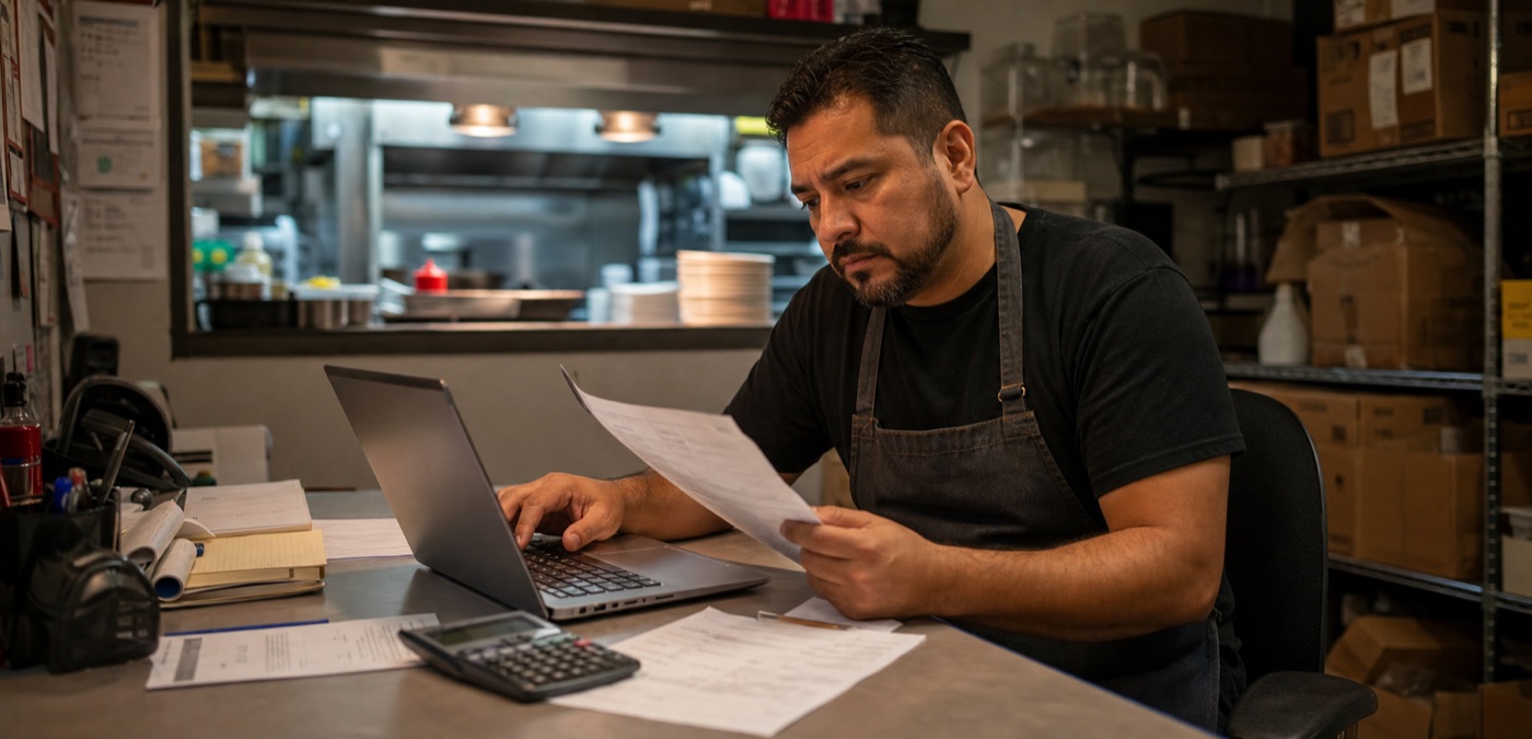 Restaurant owner reviewing active MCA obligations after closing